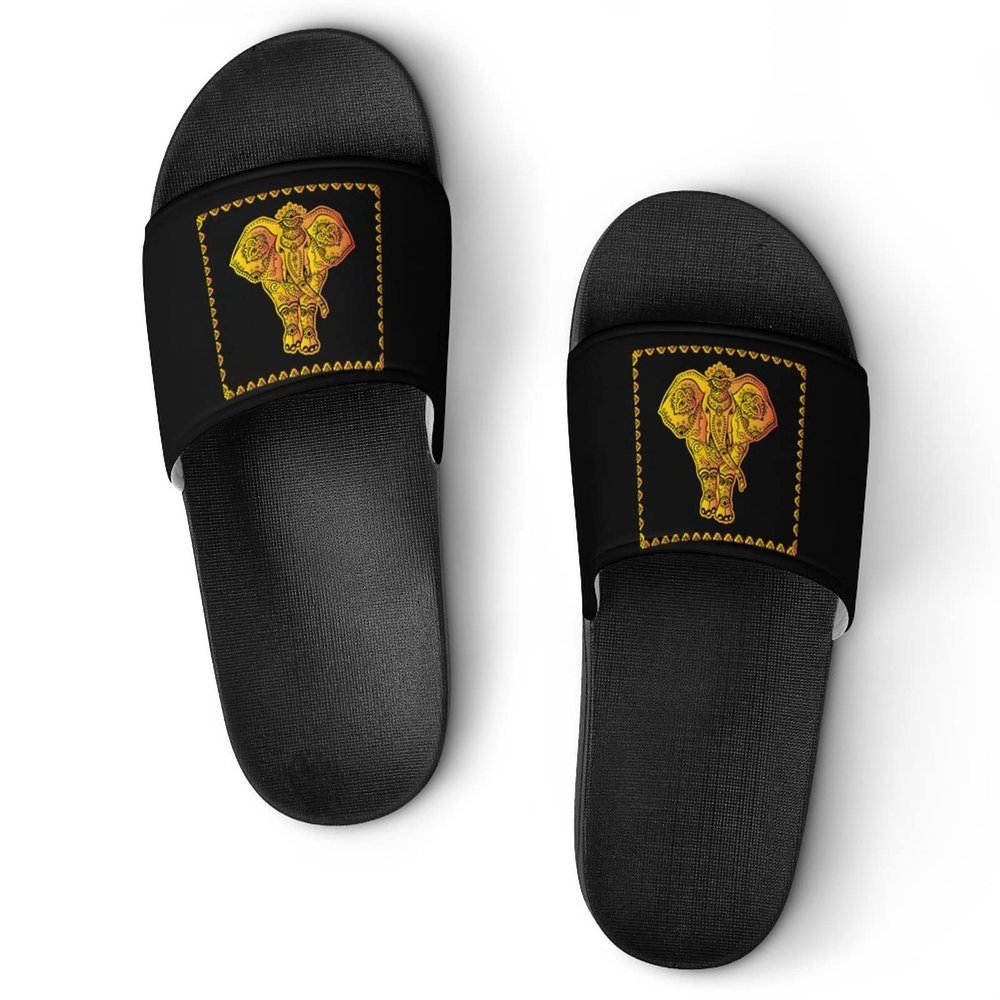 Bohemian Elephant Home Slippers Non-Slip Open Toe PVC Shower Slippers Fashion Sandals for Men Women 36 (230mm)