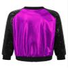 JEATHA Kids Girls Bomber Jacket Shiny Sequin Raglan Long Sleeve Zip Up Jackets for Hip Hop Latin Jazz Dance Purple 8 Years view 2