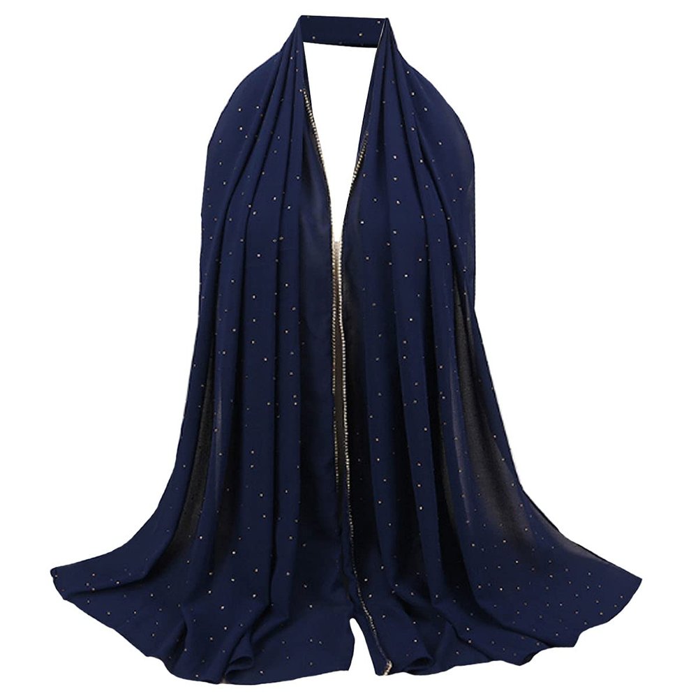 Lightweight Muslim Hijab Cap Solid Color Thick Silk Muslim Hijab Long Scarf Wrap Shawl