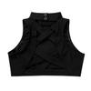 ACSUSS Big Girls Athletic Dance Sports Crop Tops Vest Gymnastics Ballet Cross Back Mock Neck Tank Tops Dancewear Black 10 Years view 4