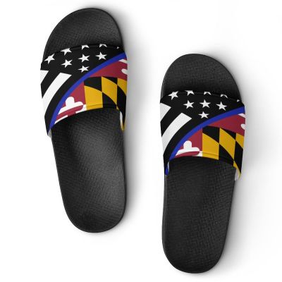 Blue Thin Line Maryland Flag Home Slippers Non-Slip Open Toe PVC Shower Slippers Fashion Sandals for Men Women 43 (265mm)