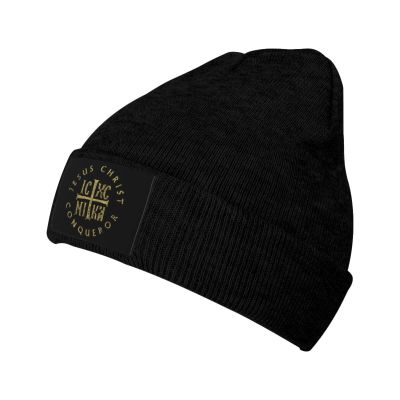 Icxc Nika Cross Orthodox Christian Jesus Christ Beanie Hat Women Men Black Skull Cap Knit Slouchy Stocking Hat