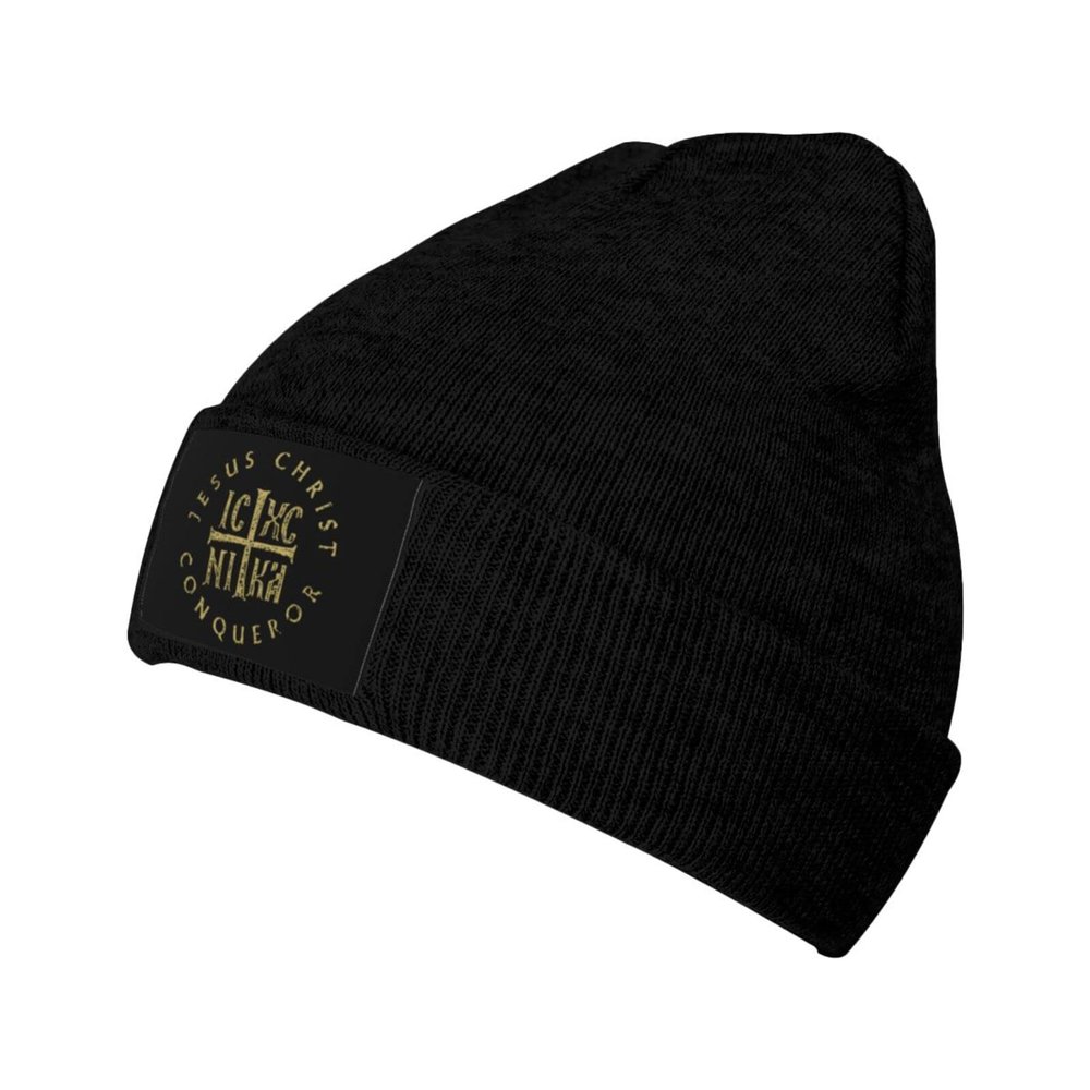 Icxc Nika Cross Orthodox Christian Jesus Christ Beanie Hat Women Men Black Skull Cap Knit Slouchy Stocking Hat