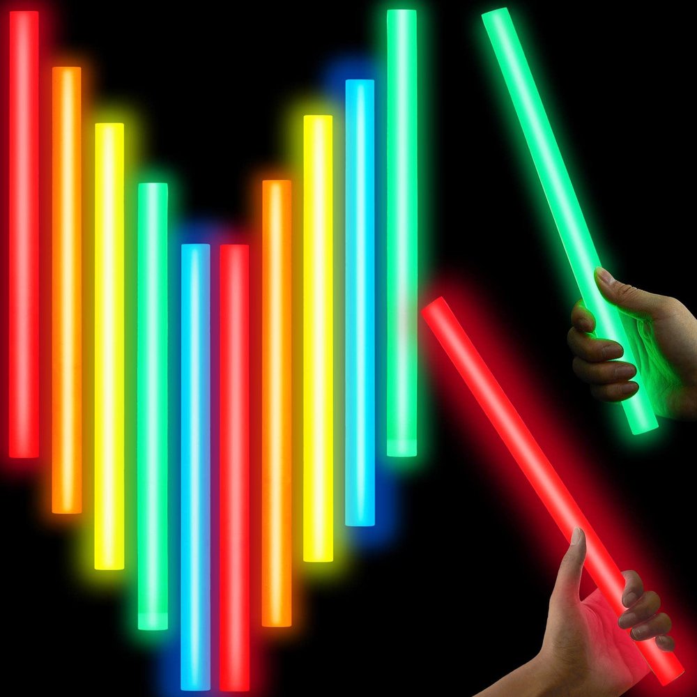 Lewtemi 10 Pcs Large Glow Sticks Big Giant Jumbo Halloween Christmas Emergency Light Stick for Camping Accessories, Survival Kit(Multicolor,14 Inch)