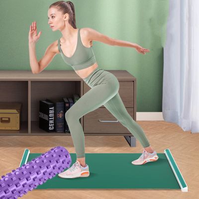 Slide Board, Portable Icehockey Slide Board with End Stops, Booties, Mesh Carrying Bag and Exercise Guide for Low Impact Balance & Core Training (Color : Green, Size : 1.6m)