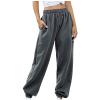 Uillui Cargo Pants Women Bootcut Yoga Workout Cropped Trousers Stretch Waist Athletic Fitness Sweatpants Casual Capri Pants view 2