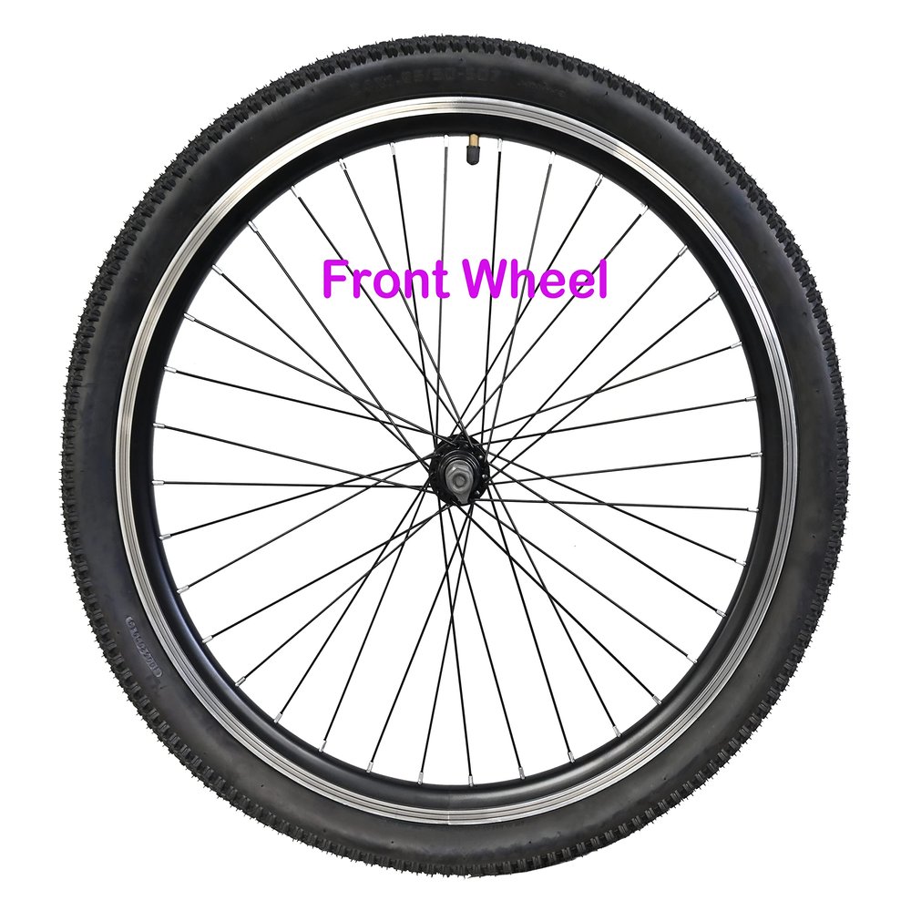 FOMAS Adults tricycle wheels, trike wheels, three wheels, double wall alloy rim, 36x13G black spoke with tire and tube for axle size 15mm(9/16") (20" Front Wheel) DON'T FIT A SCHWINN TRIKE