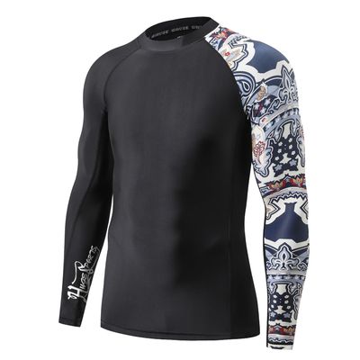 HUGE SPORTS Men's Rash Guard Shirts Swim Shirt UPF 50+ Sun Protection Rash Guard Split 3XL