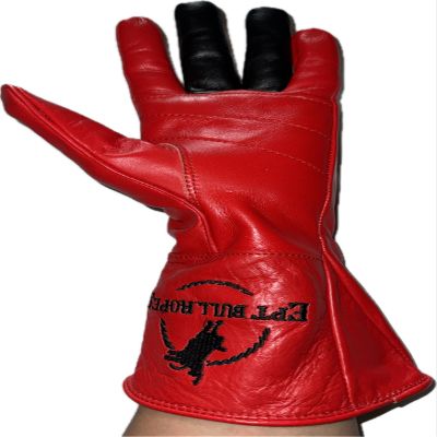 EPT Bull Ropes Bull Riding Glove Adult & Youth Left or Right Hand - Red & Black Leather Sz: 5.0-10.5 (9.5 Left Hand)