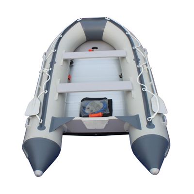 Boatify 12.5 ft Inflatable Boat Raft Fishing Dinghy Pontoon Boat with Aluminum Floor (Grey)
