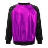 Agoky Kids Girls Stylish Sequins Jacket with Hat Children Lightweight Jacket Coat Bomber Jacket Outwear Streetwear Dancewear Purple 12 Years view 2