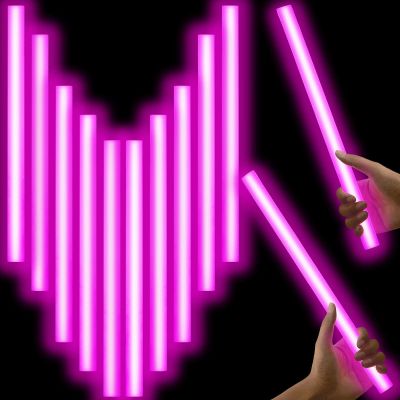 Lewtemi 10 Pcs Large Glow Sticks Big Giant Jumbo Halloween Christmas Emergency Light Stick for Camping Accessories, Survival Kit(Pink,14 Inch)