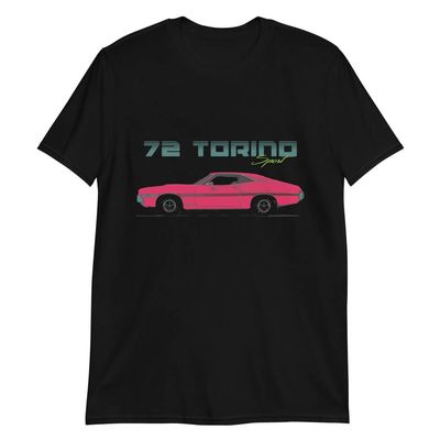 1972 Gran Torino Sport American Muscle Car Nostalgia T-Shirt Black