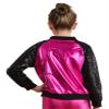 Jhaoyu Kids Girls Boys Metallic Bomber Moto Jacket Coat Hip Hop Jazz Modern Dance Top Disco Party Wear Hot Pink A 10 Years view 2