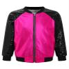 Jhaoyu Kids Girls Boys Metallic Bomber Moto Jacket Coat Hip Hop Jazz Modern Dance Top Disco Party Wear Hot Pink A 10 Years view 3