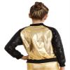 Jhaoyu Kids Girls Boys Metallic Bomber Moto Jacket Coat Hip Hop Jazz Modern Dance Top Disco Party Wear Gold A 14 Years view 2