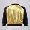 Jhaoyu Kids Girls Boys Metallic Bomber Moto Jacket Coat Hip Hop Jazz Modern Dance Top Disco Party Wear Gold A 14 Years view 3