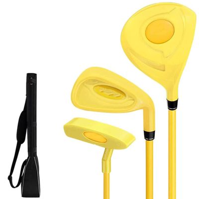 BEESOM Golf Club Set for Boys Girls, Right Hand Golf Clubs Set for Toddler Age 2-5, Children Boys Girls Practice Pole with Golf Club Carry Bag,Yellow-2-3yearsold