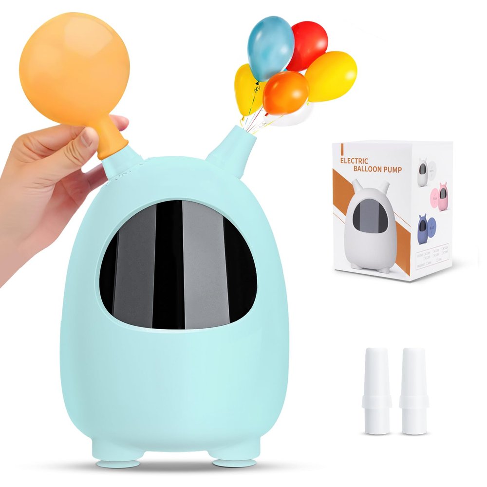 Balloon Pump Electric, SPLAKS Balloons Inflator Air Pump Portable Balloon Blower for Garland Arch, Party Decoration, Birthday, Gender Reveal, Graduation (Blue)