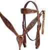 Western Horse Headstall Breast Collar Tack Set Leather Floral Tooled Handmade Full Cob Pony Breastplate ME-HBC-012 (Cob) view 1