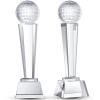 Meooeck 2 Pcs 9x2.8'' Crystal Glass Trophy with Gift Box Large Trophy Award Glass Paperweight Tournament Table Desktop Decor (Golf) view 1