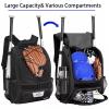 DAFISKY Baseball Bag Softball Backpack - Youth Adult T Ball Bat Equipment Bag with Bat and Helmet Holders, Shoe Compartment and Hook, Black view 3