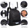 DAFISKY Baseball Bag Softball Backpack - Youth Adult T Ball Bat Equipment Bag with Bat and Helmet Holders, Shoe Compartment and Hook, Black view 4