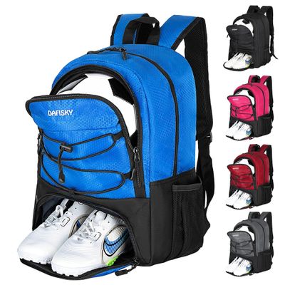 DAFISKY Soccer Backpack for Boys, Soccer Bags with Water-Resistant Ball Compartment, Sports Equipment Bag for Volleyball Football Basketball