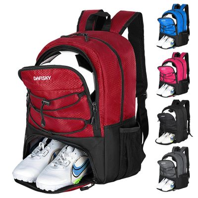 DAFISKY Youth Soccer Backpack Basketball Bag,Ball Compartment&Breathable Separate Cleat Water-Resistant Lightweight Durable Ergonomic Comfort Sports Equipment for Volleyball Football Rugby Training