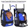DAFISKY Baseball Bag Softball Backpack - Youth Adult T Ball Bat Equipment Bag with Bat and Helmet Holders, Shoe Compartment and Hook, Blue view 3