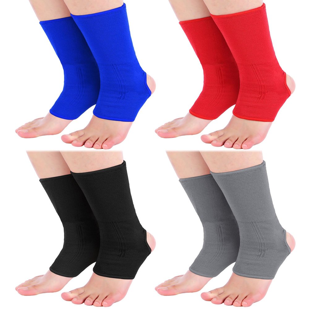 Handepo 4 Pairs Muay Thai Ankle Support Compression Ankle Sleeve, 4 Colors