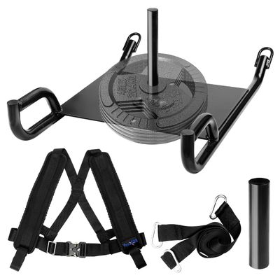 Yes4All Weighted Training Pull Sled with Vest, Steel Buckle, Fit for 1-2 Inch Plates, Sled Workout Equipment, Sport Power Sled for Athletic Exercise and Speed Improvement