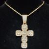 Men Women Hip Hop Square Cross Pendant Necklace with 13mm Cuban Chain HipHop Iced Out Bling Necklaces Fashion Charm Jewelry (Gold color3-20inch) view 1