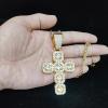 Men Women Hip Hop Square Cross Pendant Necklace with 13mm Cuban Chain HipHop Iced Out Bling Necklaces Fashion Charm Jewelry (Gold color3-20inch) view 2