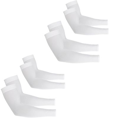 Ouligay 4 Pairs UV Sun Protection Arm Sleeves for Men Women, UPF 50 Cooling Compression Arm Sleeves, Sports Sleeve to Cover Arms, Tattoo Cover Up Sleeve for Adult Youth, White
