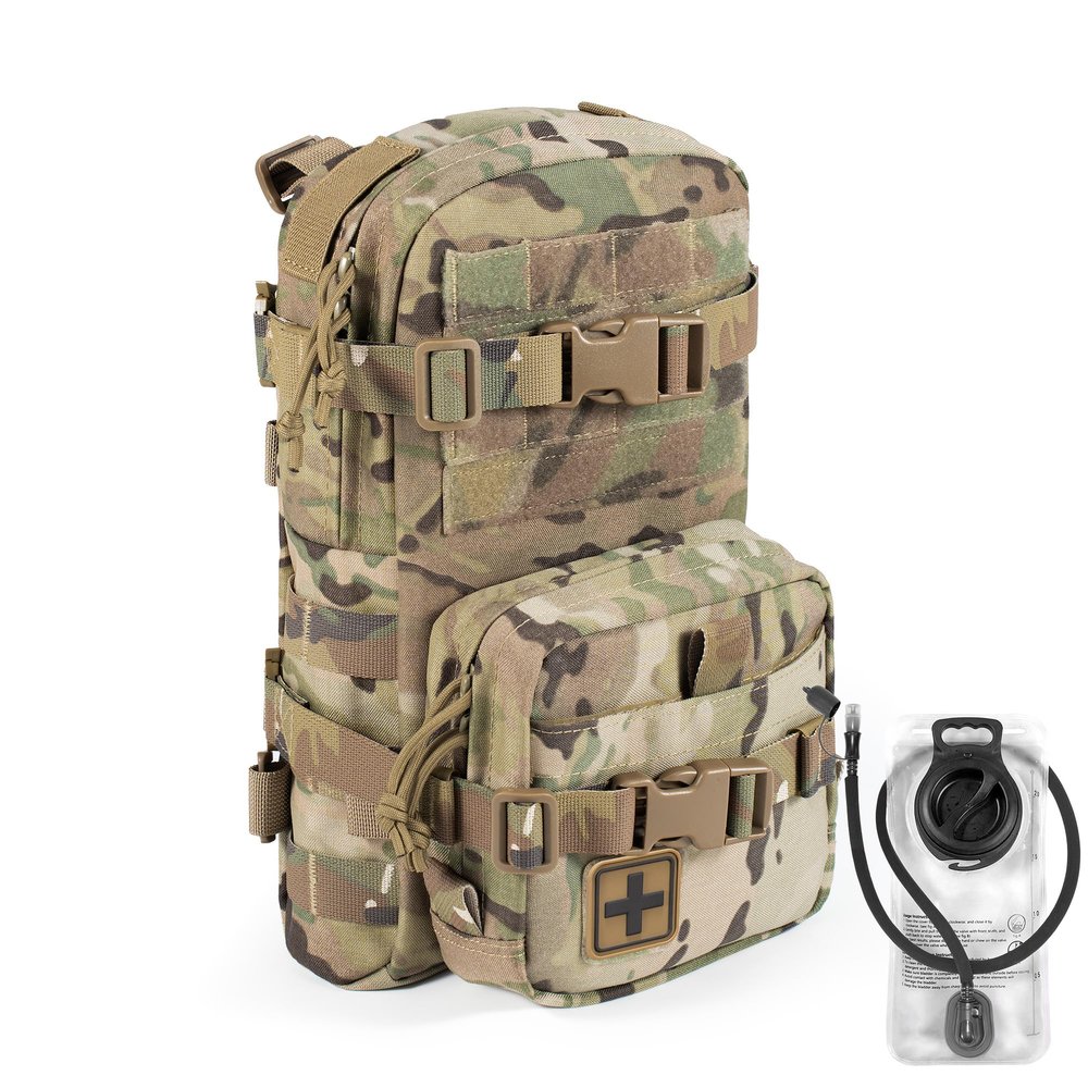 CLTAC Tactical Small MOLLE Hydration Pack Outdoor Water Bladder Carrier Pack for Vest Backpack (MC+bladder)