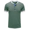 JEsilunmaMY Casual Color Block Henley Shirt for Men Short Sleeve Front Placket Cotton Shirts Slim Fit Summer Henley T-Shirt (Green,XX-Large) view 1