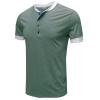 JEsilunmaMY Casual Color Block Henley Shirt for Men Short Sleeve Front Placket Cotton Shirts Slim Fit Summer Henley T-Shirt (Green,XX-Large) view 2