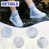 SooGree Shoe Covers Waterproof Rain Shoes Covers Reusable Foldable Rain Boots Slip Resistant Rubber Sole Overshoes Protectors for Cleaning Camping Travel Rain Galoshes with Buttons (M, Transparent) view 3