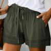 Summer Casual Shorts for Women Drawstring Elastic Waist Comfy Wide Leg Shorts Lightweight Flowy Beach Shorts with Pockets view 2