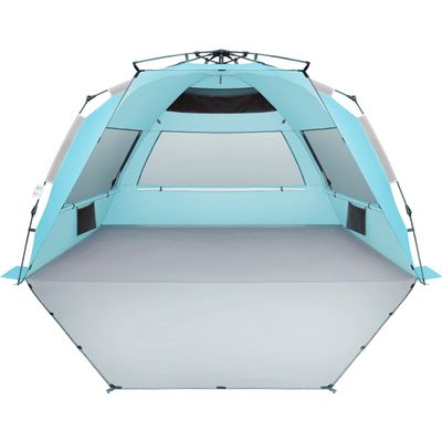 Oileus XX-Large Pop Up Beach Tent Sun Shelter for 5-6 Person Portable Sun Shade Instant Tent for Beach with Carrying Bag, Stakes, 6 Sand Pockets, Anti UV for Fishing Hiking Camping Sky Blue