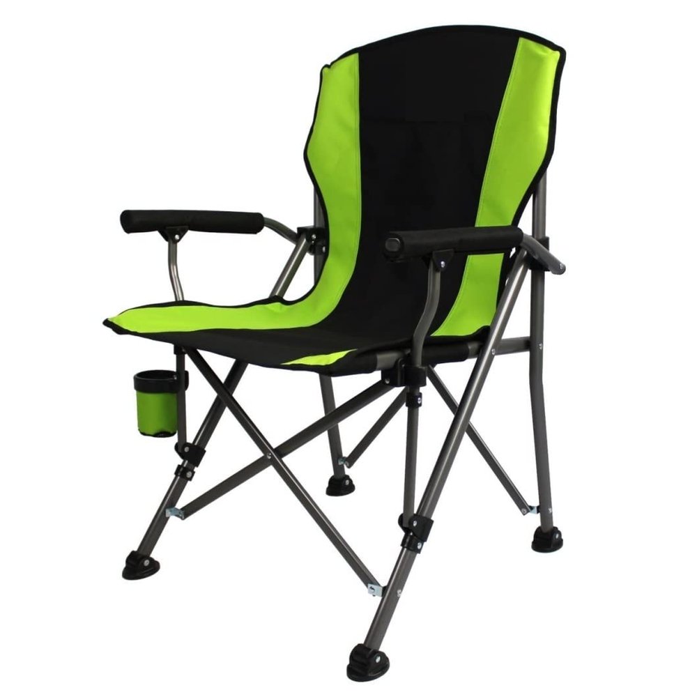 Camping Chair Folding Chairs Lawn Chairs Folding Fishing Chair With High Back Outdoor Lawn Seat Folding Quad Arm Stool With Cup Holder And Steerable Foot Pad Folding Chair Camp Chair Moon Chair ( Colo