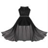XUNZOO Kids Girls Floral Lace Sleeveless Chiffon Maxi Dress Sequins Wedding Party Ball Prom Bridesmaid Romper Gown Black 8 Years view 1