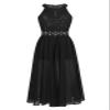 XUNZOO Kids Girls Floral Lace Sleeveless Chiffon Maxi Dress Sequins Wedding Party Ball Prom Bridesmaid Romper Gown Black 8 Years view 2
