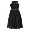 XUNZOO Kids Girls Floral Lace Sleeveless Chiffon Maxi Dress Sequins Wedding Party Ball Prom Bridesmaid Romper Gown Black 8 Years view 3