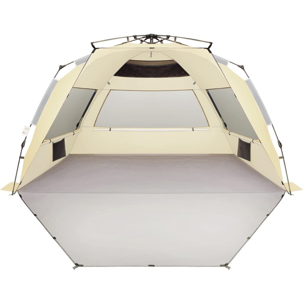 Oileus XX-Large 5-6 Person UV Pop-Up Beach Tent, Khaki