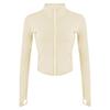 Lviefent Womens Lightweight Full Zip Running Track BBL Jacket Workout Slim Fit Yoga Sportwear with Thumb Holes (Apricot, Large) view 1