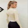 Lviefent Womens Lightweight Full Zip Running Track BBL Jacket Workout Slim Fit Yoga Sportwear with Thumb Holes (Apricot, Large) view 4
