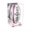 Better Display Cases Acrylic Rugby Ball Display Case Vertical with Mirror Case, Red Risers, White Base 8" x 8" x 12" (A060/B42) view 1