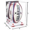 Better Display Cases Acrylic Rugby Ball Display Case Vertical with Mirror Case, Red Risers, White Base 8" x 8" x 12" (A060/B42) view 2